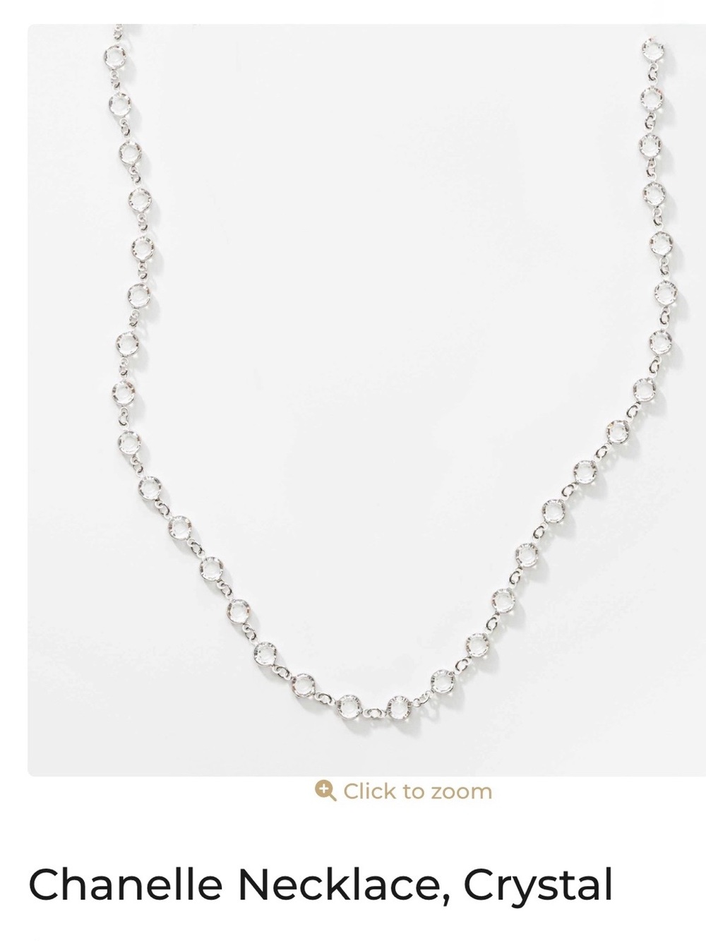 Touchstone Crystal Chanelle Clear Crystal Necklace - Clear/Silver NIB